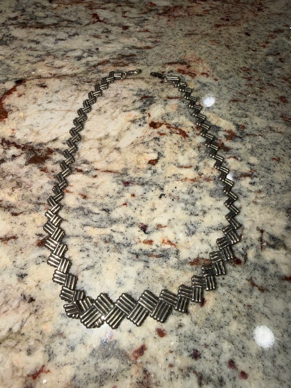 14K Gold Plated Basketweave Link Necklace